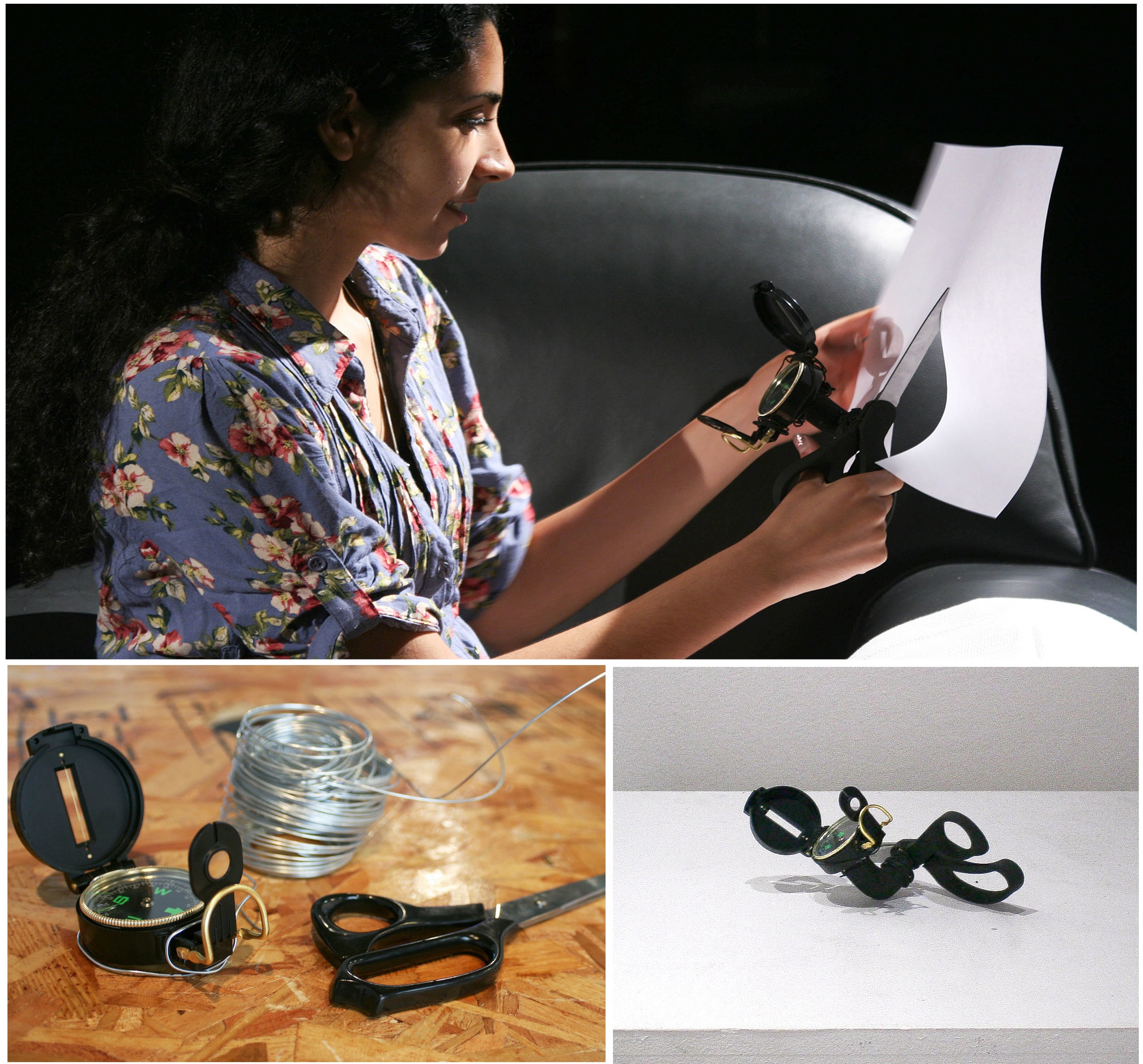 Creatomatic Workshop The scissors compass by Amritha Michelle allows you to cut along accurate directional routes. Photo credit:Phillip Retuta.